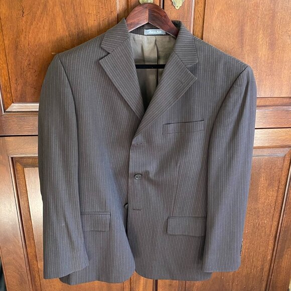 Oscar De La Renta Mens Suit Blazer Jacket Size 40S Wool Pinstripe Three-Button - Picture 15 of 16